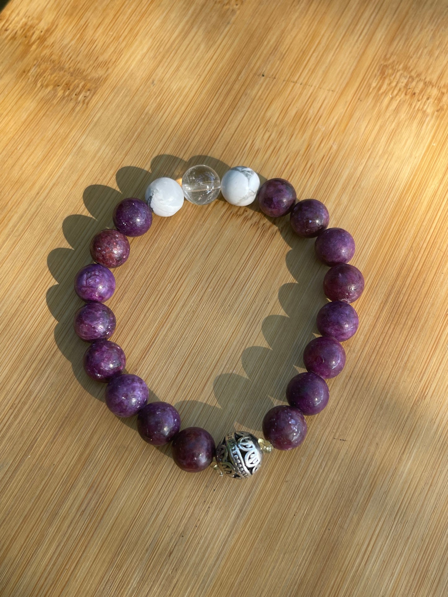 Lepidolite Bracelet w/ Howlite & Quartz